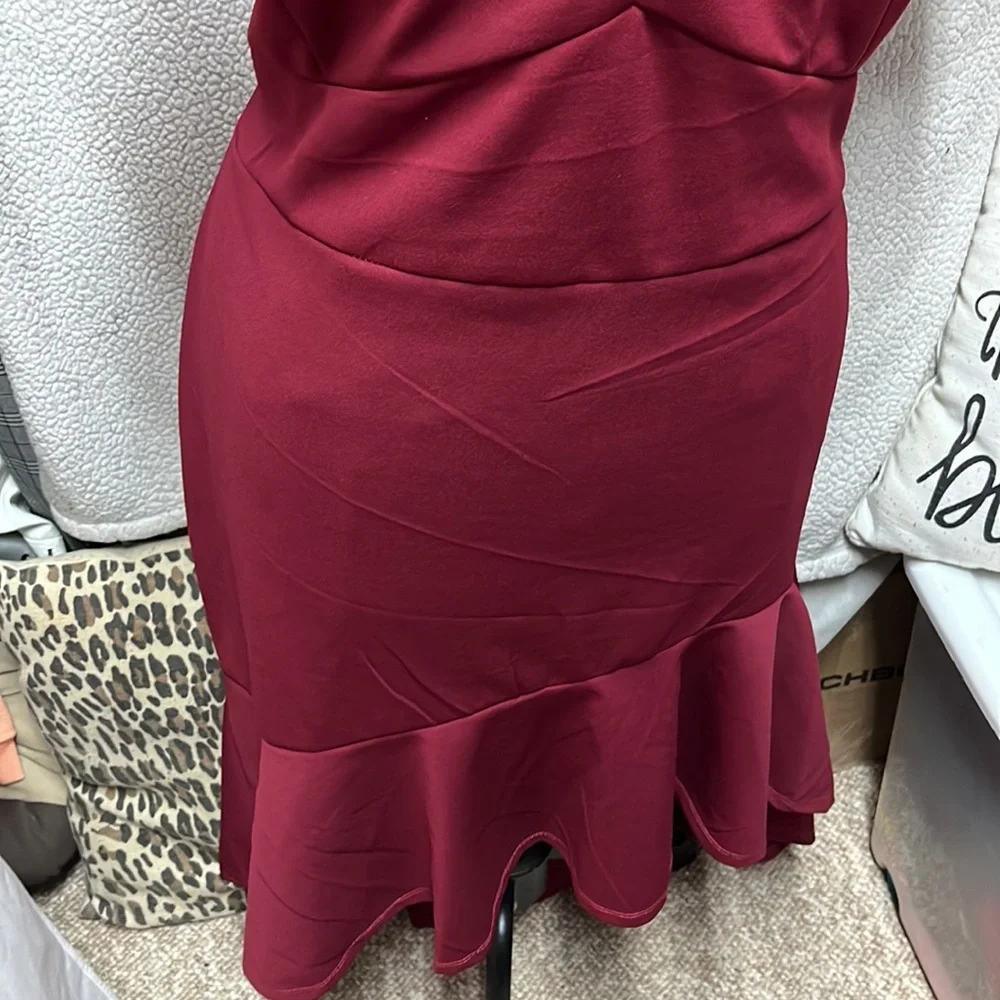 Burgundy/Maroon High-Low dressy dress - versatile! - Picture 3 of 5